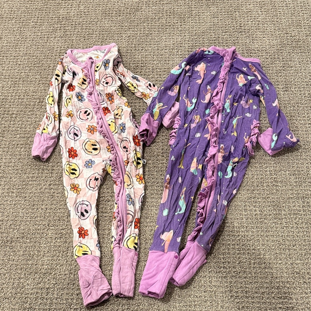 Purple and Pink Kids Pajamas Footies